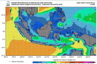 BMKG peringatkan gelombang tinggi hingga 2,5 meter di perairan Sumatera Utara, dampak dari Siklon Tropis Wutip di Laut China Selatan.