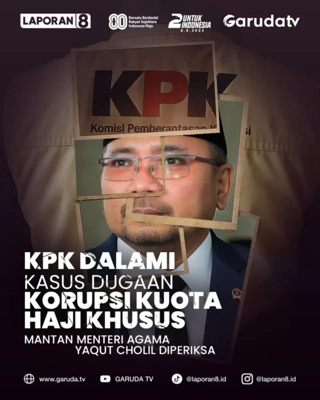- [ ] KPK Dalami Kasus Dugaan Korupsi Kuota Haji Khusus, Mantan Menteri Agama Yagut Cholil Diperiksa